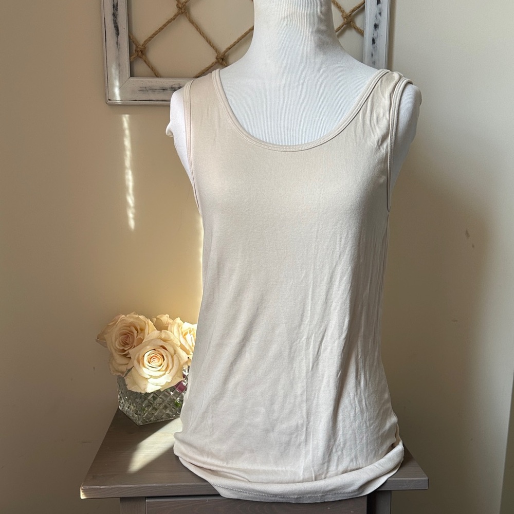 Women's Cream Scoop Neck Sleeveless Tank Top size L